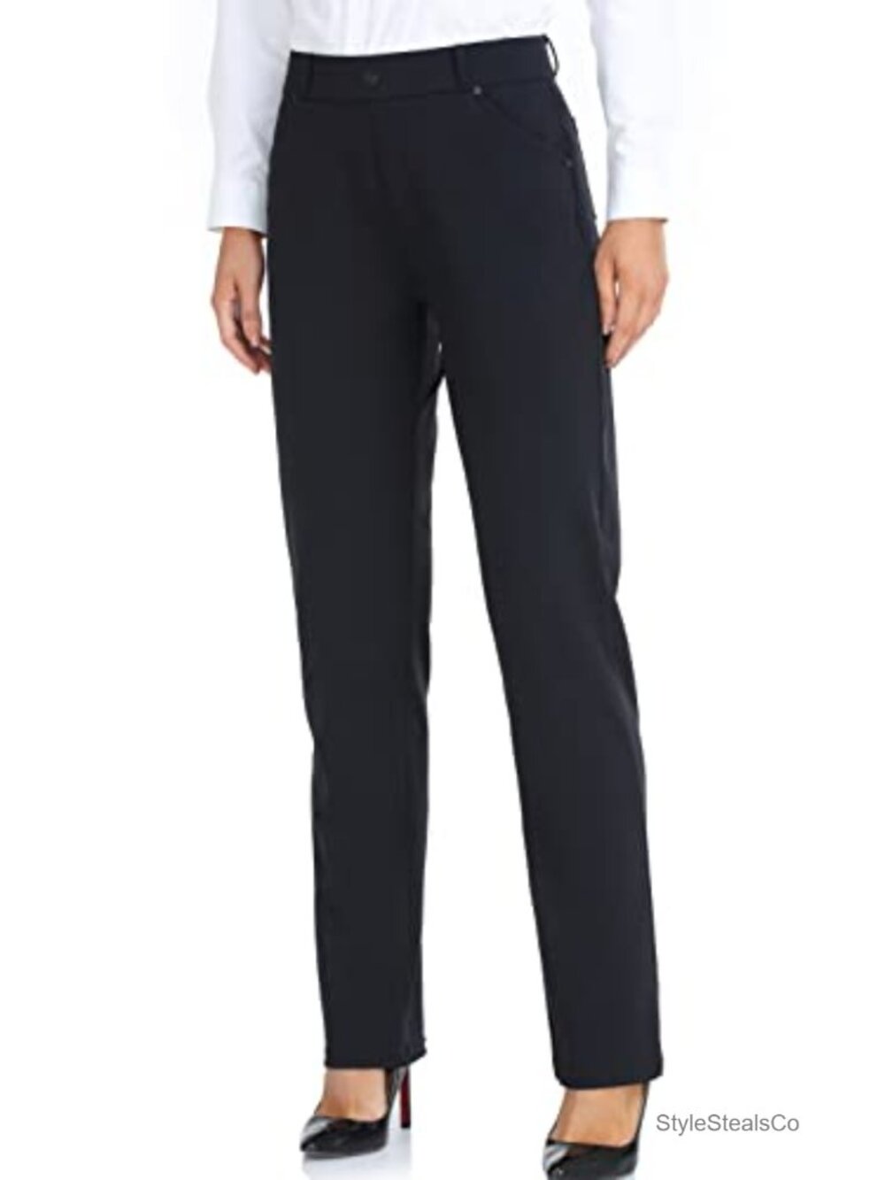 Women's Stretchy Straight Leg Dress Pants for Work Yoga - Picture 2 of 6